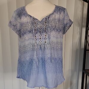 Laura Scott blue Patterned Women's Top